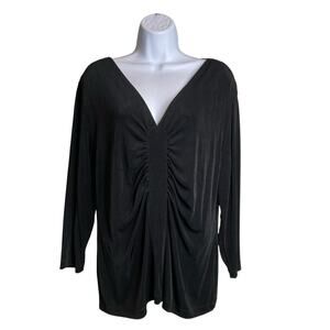 Chico’s Travelers Women’s Black Liquid Knit Nevina Top Size 2 Stretchy Packable